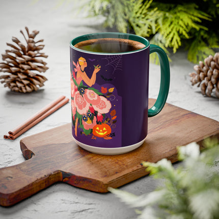 🌹🎃 The Lady Of The Haunted Rose Garden Colorful Mug – Romantic Halloween Charm