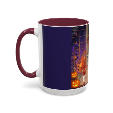 🌙🎃 The Moonlit Parlor Masquerade Colorful Mug – Elegant Halloween Romance