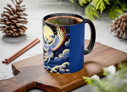 Majestic White Crane Colorful Mugs (11oz, 15oz)