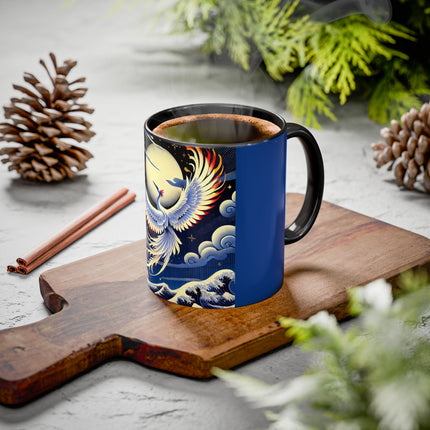 Majestic White Crane Colorful Mugs (11oz, 15oz)