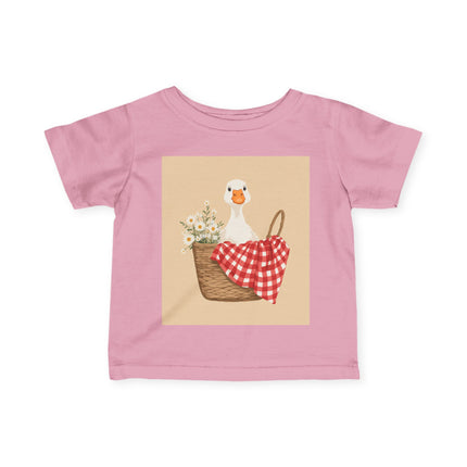 🦆🌼 The Little Daisy Basket Duckling Infant Fine Jersey Tee – Whimsical Woodland Charm