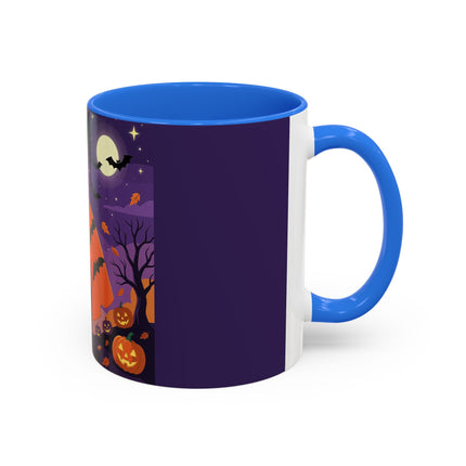 🎃🌕 The Pumpkin Moon Enchantress Colorful Mug – Elegant Halloween Masquerade