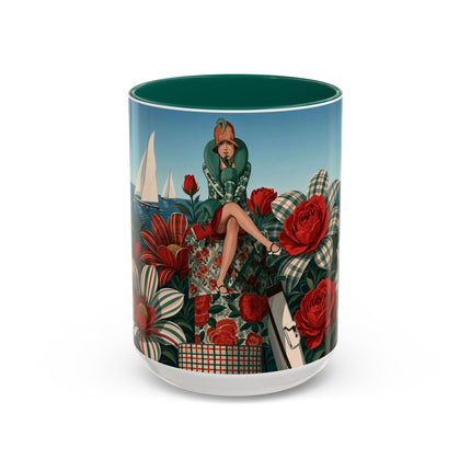 ⛵🌹 The Seaside Rose Traveler Colorful Mug – Art Deco Floral Elegance