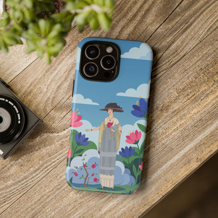 🌸🎩 The Lady Of The Grand Flower Garden Phone Case – Art Deco Fashion Illustration