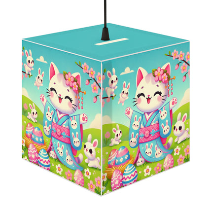 Springtime Kitten’s Easter Joy Light Cube Lamp