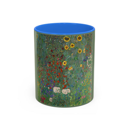 Farm Garden with Sunflowers by Gustav Klimt Colorful Mugs (11oz, 15oz)