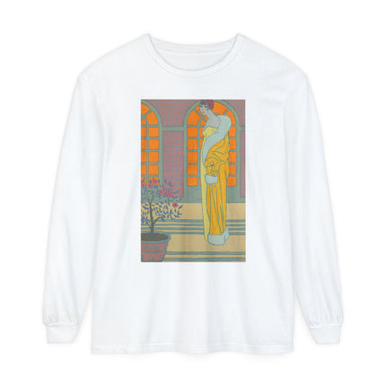 Sur Les Marches Du Jardin by Georges LePape Garment-dyed Long Sleeve T-Shirt