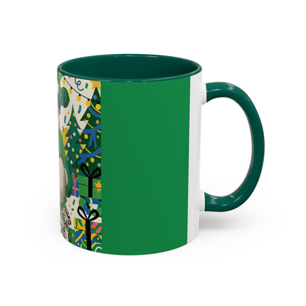 🍀🎄 The Emerald Holly Christmas Colorful Mug – Art Deco Holiday Elegance