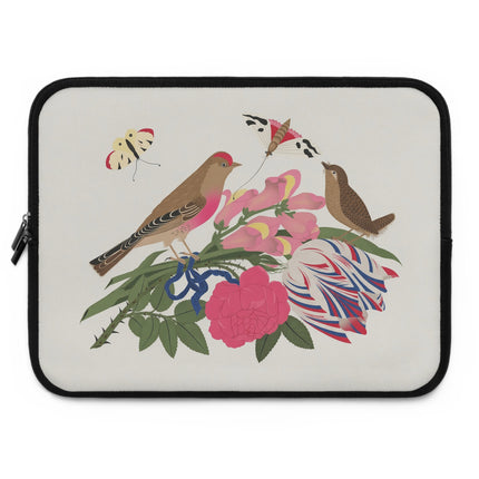 🐦🌸 Pink-Breasted Bird & Wren Laptop Sleeve – Elegant Joy & Springtime Charm