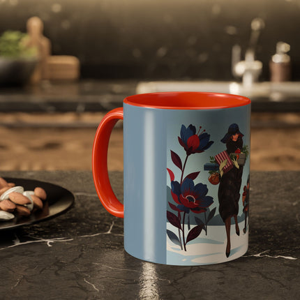 🎁🌺 The Christmas Gift Garden Stroll Colorful Mug – Art Deco Holiday Fantasy