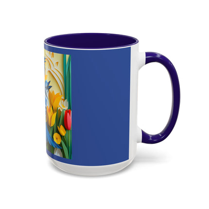 Blue Jays in a Spring Garden Colorful Mugs (11oz, 15oz)
