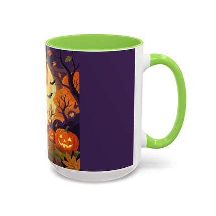 🌕🍂 Autumn Song Beneath The Harvest Moon Colorful Mug – Whimsical Halloween Charm