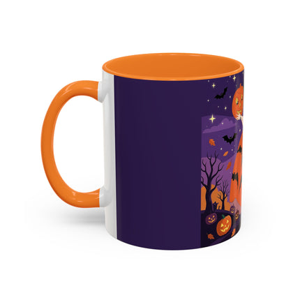 🎃🌕 The Pumpkin Moon Enchantress Colorful Mug – Elegant Halloween Masquerade