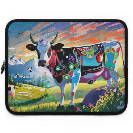 Cyber Glitch Cow Laptop Sleeve