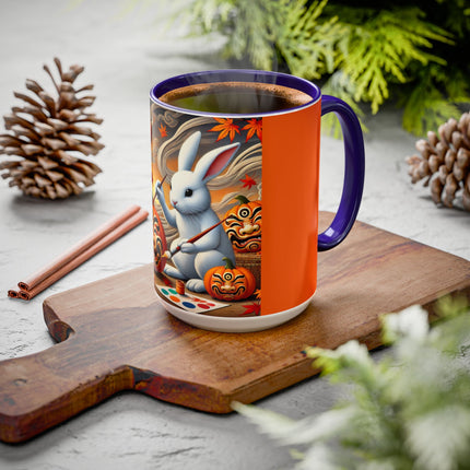 Halloween Rabbit’s Kabuki Jack-o’-Lanterns Colorful Mugs (11oz, 15oz)