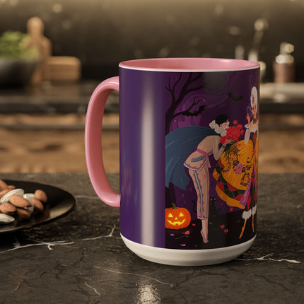 🎭🌹 The Harlequin Rose Masquerade Colorful Mug – Theatrical Halloween Romance