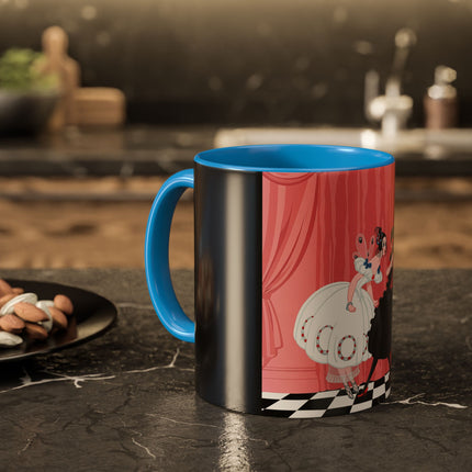 The Ladies Behind The Velvet Curtain Colorful Mugs – Art Deco Theatrical Elegance
