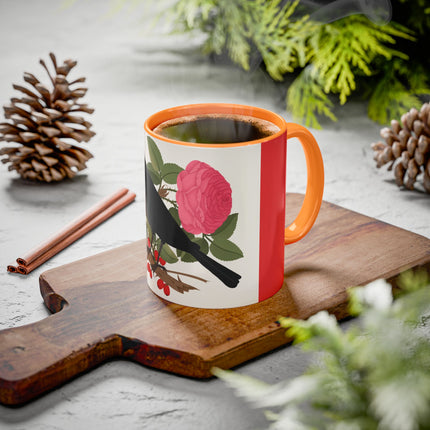 Blackbird & Rose Colorful Mugs – Timeless Elegance & Nature's Harmony