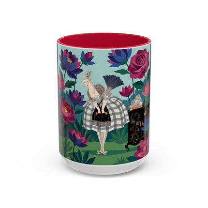 The Lady Of The Lotus Garden Colorful Mugs – Art Deco Botanical Elegance