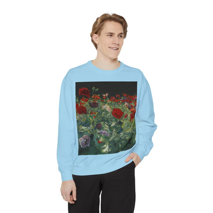 Poppies (A Study of Poppies for Carnation, Lily, Lily, Rose) by John Singer Sargent Unisex Garment-Dyed Sweatshirt