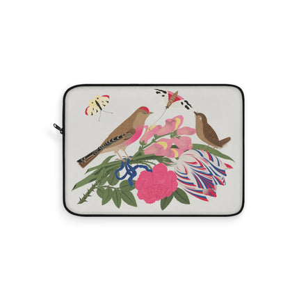 Pink-Breasted Bird & Wren Laptop Sleeve – Elegant Joy & Springtime Charm