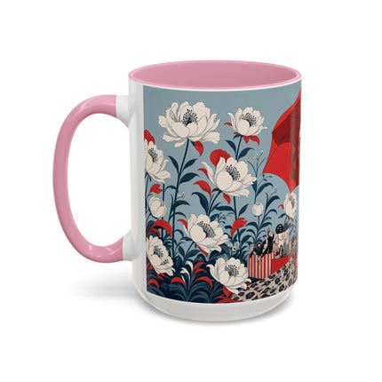 ❤️🌺 The Scarlet Parasol Spectacle Colorful Mug – Art Deco Fashion Elegance