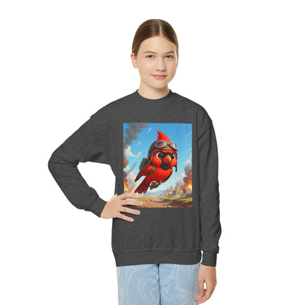 Cardinal Dive Bomber Youth Crewneck Sweatshirt – Action, Courage & High-Flying Adventure