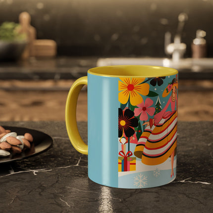 🌼🎄 The Christmas Blossom Belle Colorful Mug – Colorful Art Deco Holiday Fantasy