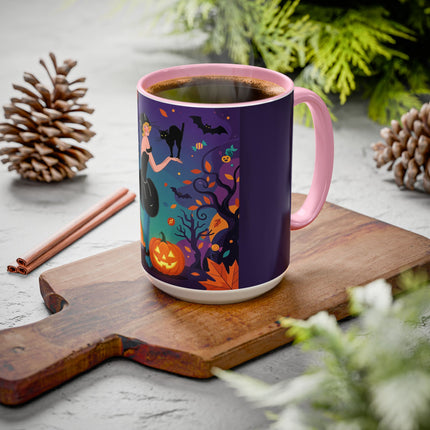🐈‍⬛🎃 The Midnight Black Cat Masquerade Colorful Mug – Whimsical Halloween Elegance
