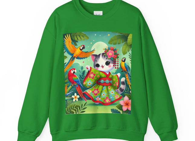 Parrot Dance of the Geisha Kitten Heavy Blend™ Crewneck Sweatshirt