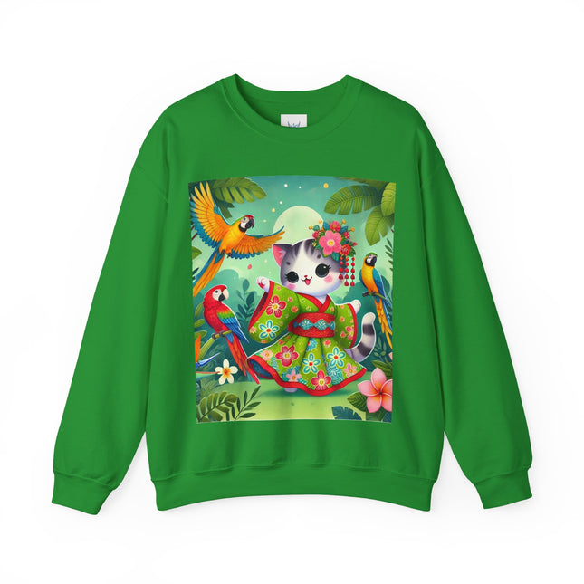 Parrot Dance of the Geisha Kitten Heavy Blend™ Crewneck Sweatshirt