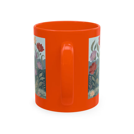 🐈🥾 The Lady & Puss In Boots In The Flower Garden Ceramic Mug – Art Deco Storybook Whimsy