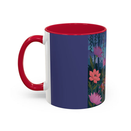 The Lady And The Midnight Birdcage Colorful Mugs – Art Deco Botanical Elegance