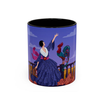 The Dawn Serenade Colorful Mug (11oz, 15oz) – Rooster Beauty, Morning Charm & Art Deco Elegance