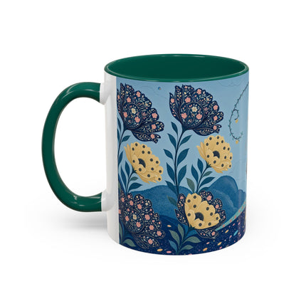 🌼🦋 The Enchanted Butterfly Garden Promenade Colorful Mug – Art Deco Floral Whimsy