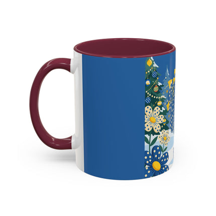 💙🌼 The Bluebell Christmas Promenade Colorful Mug – Art Deco Holiday Fantasy
