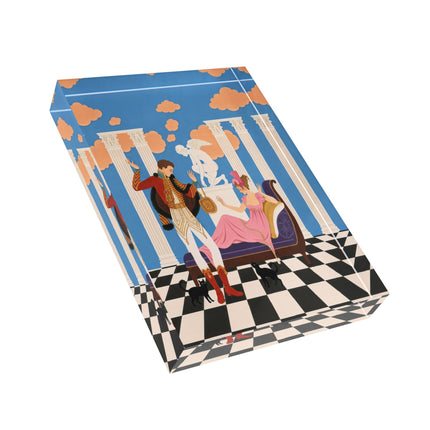 🎭🐈 The Masquerade Of The Black Cats Acrylic Art Block – Art Deco Neoclassical Whimsy