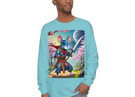 Cyber Samurai Rat Garment-dyed Long Sleeve T-Shirt