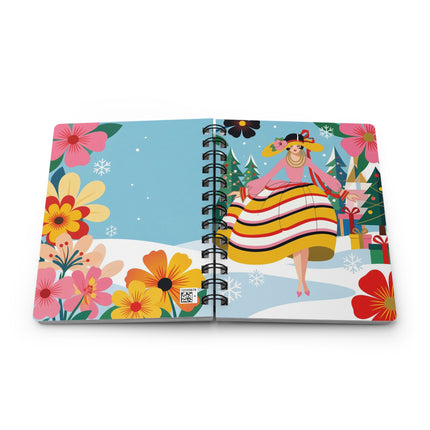 🎀❄️ The Lady Of The Christmas Ribbon Garden Spiral Notebook – Art Deco Holiday Fantasy