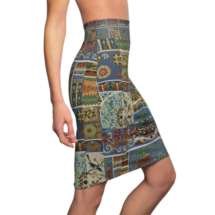 Chinois et Japonais by Auguste Racinet Women's Pencil Skirt (AOP)