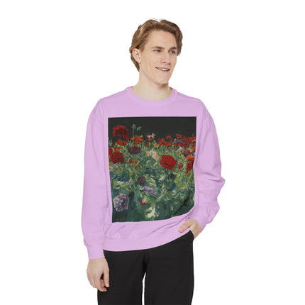 Poppies (A Study of Poppies for Carnation, Lily, Lily, Rose) by John Singer Sargent Unisex Garment-Dyed Sweatshirt