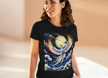 Majestic White Crane Women's Midweight Cotton Tee