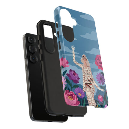 🌺👒 The Grand Flower Promenade Phone Case – Art Deco Fashion Illustration
