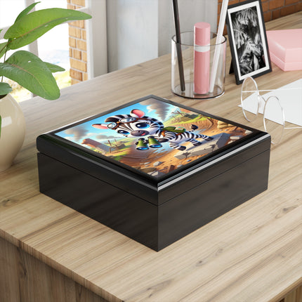 Zebra Lookout Treasure Chest Jewelry Box