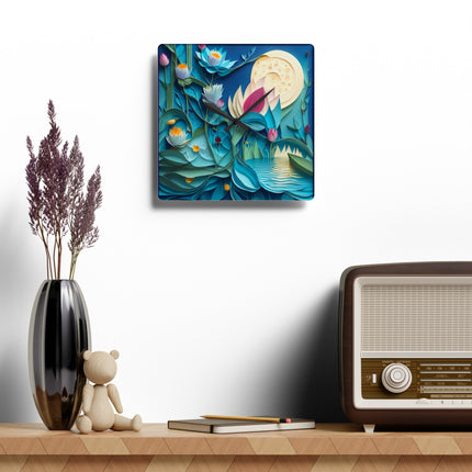 Ethereal Moonlit Lake Acrylic Wall Clock, Round and Square