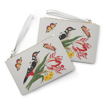 Woodpecker & Tulip Clutch Bag – Vibrant Energy & Cheerful Charm