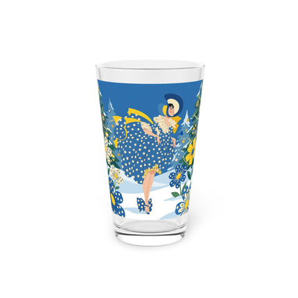 💙🌼 The Bluebell Christmas Promenade Pint Glass – Art Deco Holiday Fantasy
