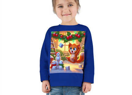 Naughty or Nice Kitten Christmas Toddler Long Sleeve Tee