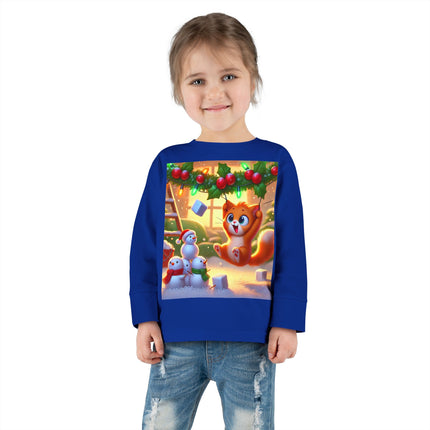 Naughty or Nice Kitten Christmas Toddler Long Sleeve Tee