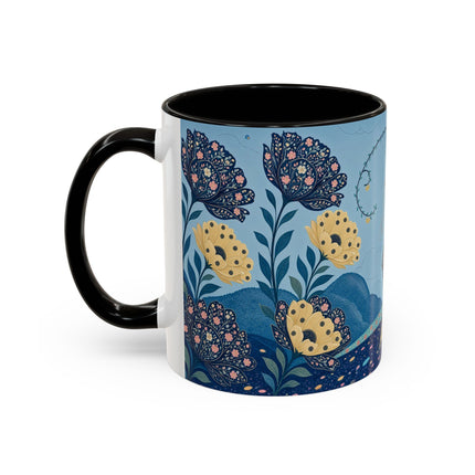 🌼🦋 The Enchanted Butterfly Garden Promenade Colorful Mug – Art Deco Floral Whimsy